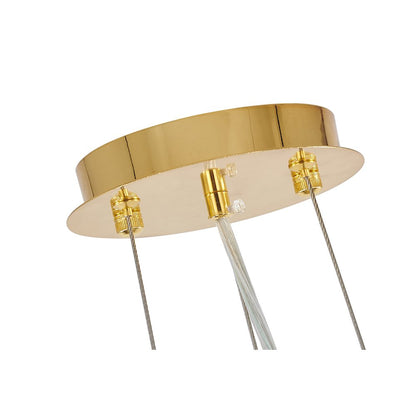 10-Light Gold Aluminum Chandelier With Clear Glass Drops