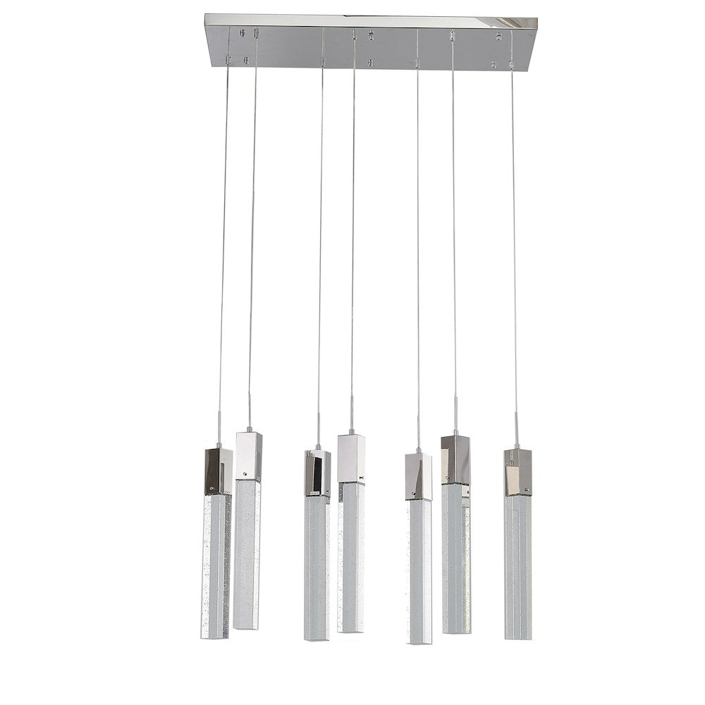 7-Light Chrome Island Lighting With A Clear Bubble Crystal