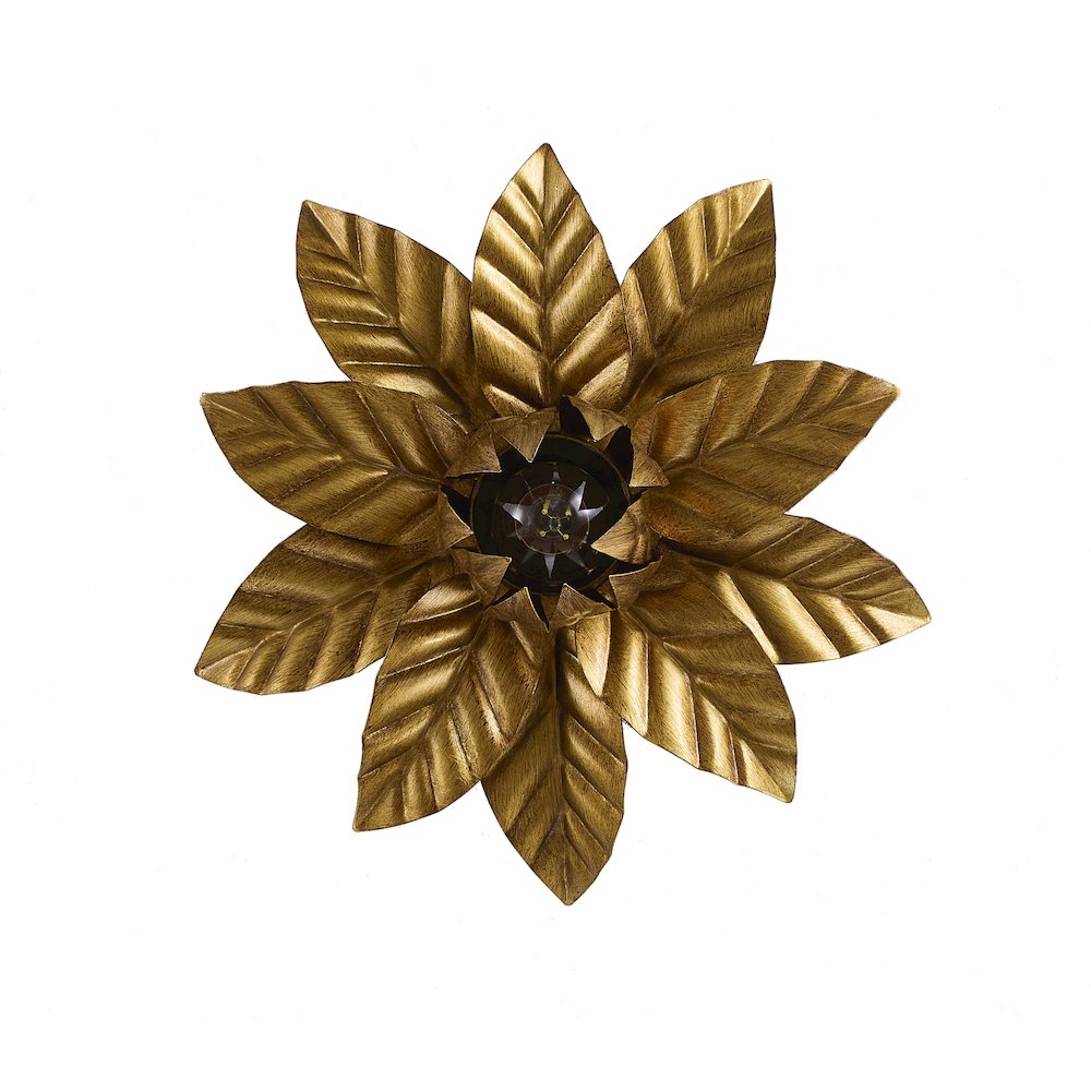 1-Light Metal Flower Flush Mount With Petals Surround