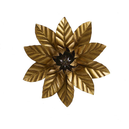 1-Light Metal Flower Flush Mount With Petals Surround