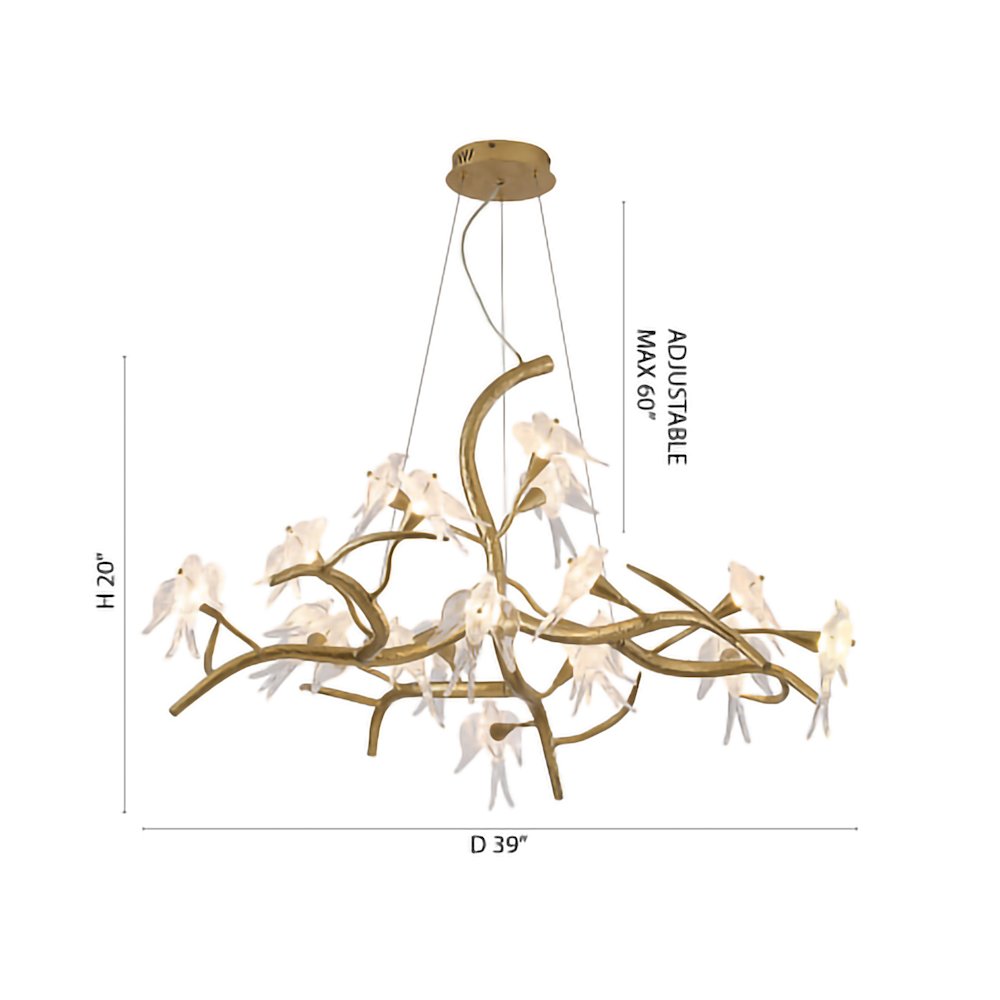 18-Light Gold Aluminum Chandelier With Clear Glass