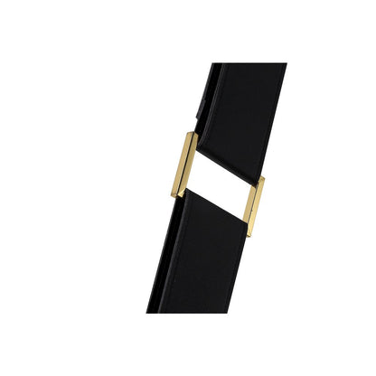 1-Light Black Leather Strap Pendant With A Clear Crystal Block