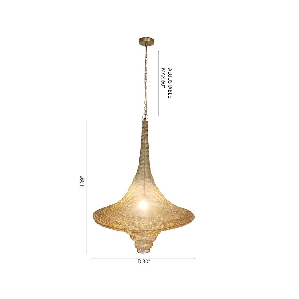 1-Light Gold Pendant With A Chain Basket Shade