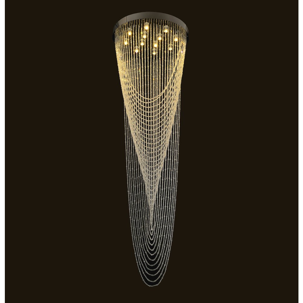 12-Light Chrome Stainless Steel Flushed Chandelier With Clear Crystals