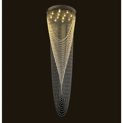 12-Light Chrome Stainless Steel Flushed Chandelier With Clear Crystals