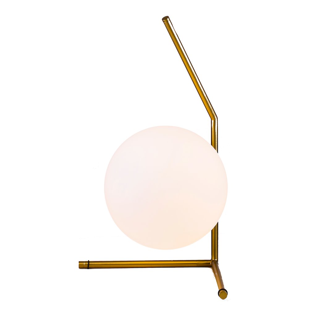 1-Light Brass Iron Table Lamp With A Milk White Glass Shade