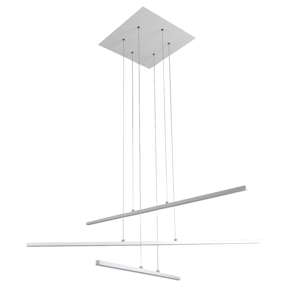 3-Light Matte White Metal LED Chandelier With Selectable LED Color Temperature
