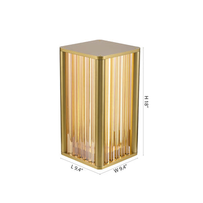 1-Light Satin Brass Stainless Steel LED Table Lamp With Clear Glass Rods