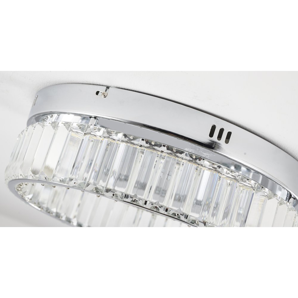 1-Light Chrome Dimmable LED Flush Mount With Clear Crystals