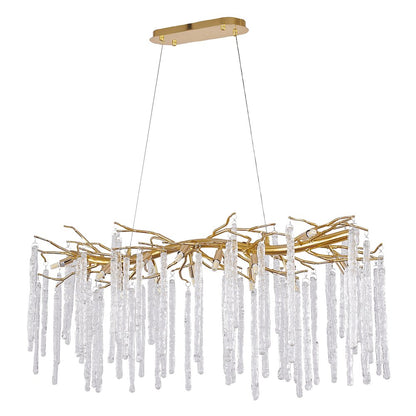 16-Light Gold Aluminum Chandelier With Clear Glass Drops