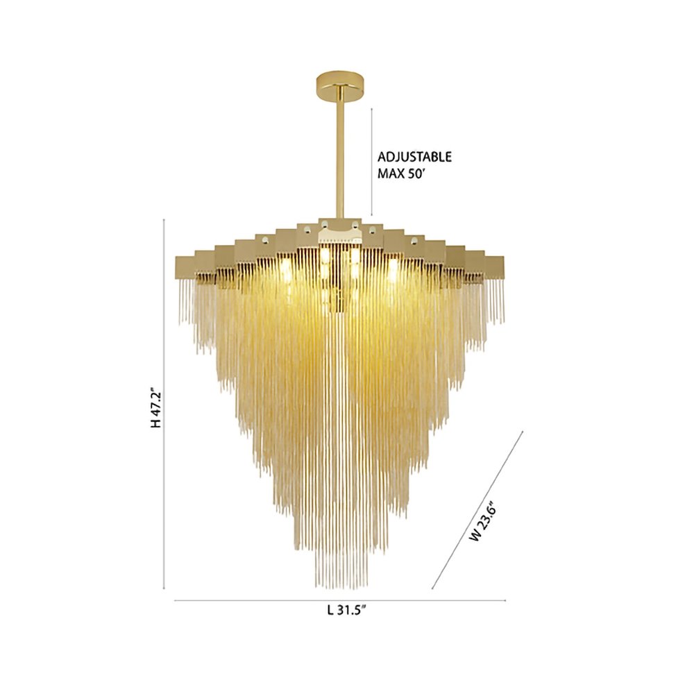 16-Light Gold Chandelier With Hanging Aluminum Chains