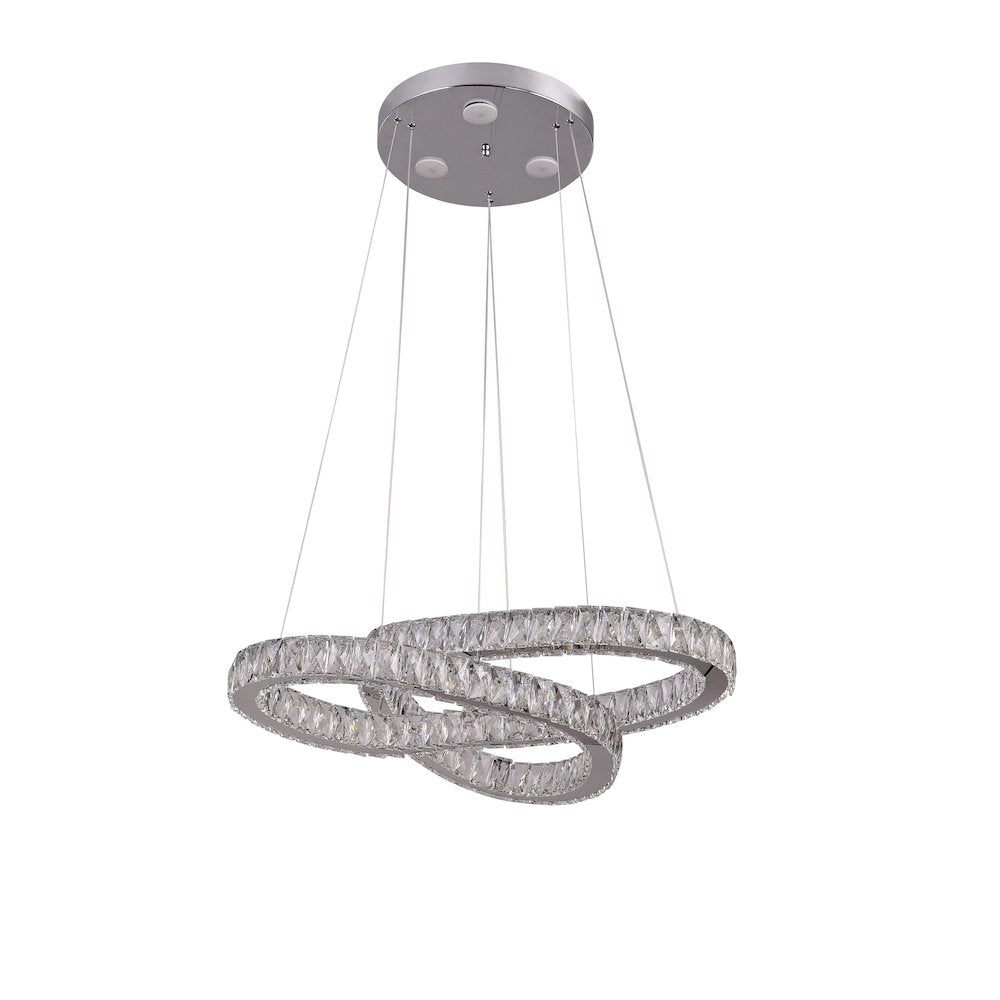 5-Light Chrome LED Chandelier With Clear Crystals