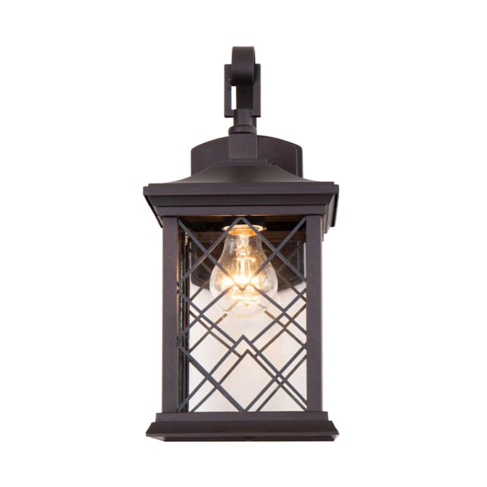 1-Light Bronze Metal Outdoor Wall Sconce With A Clear Glass Shade