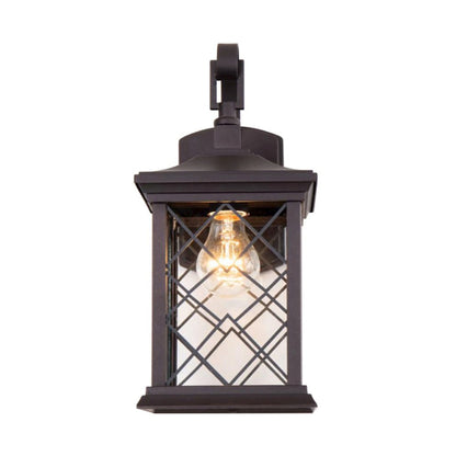 1-Light Bronze Metal Outdoor Wall Sconce With A Clear Glass Shade