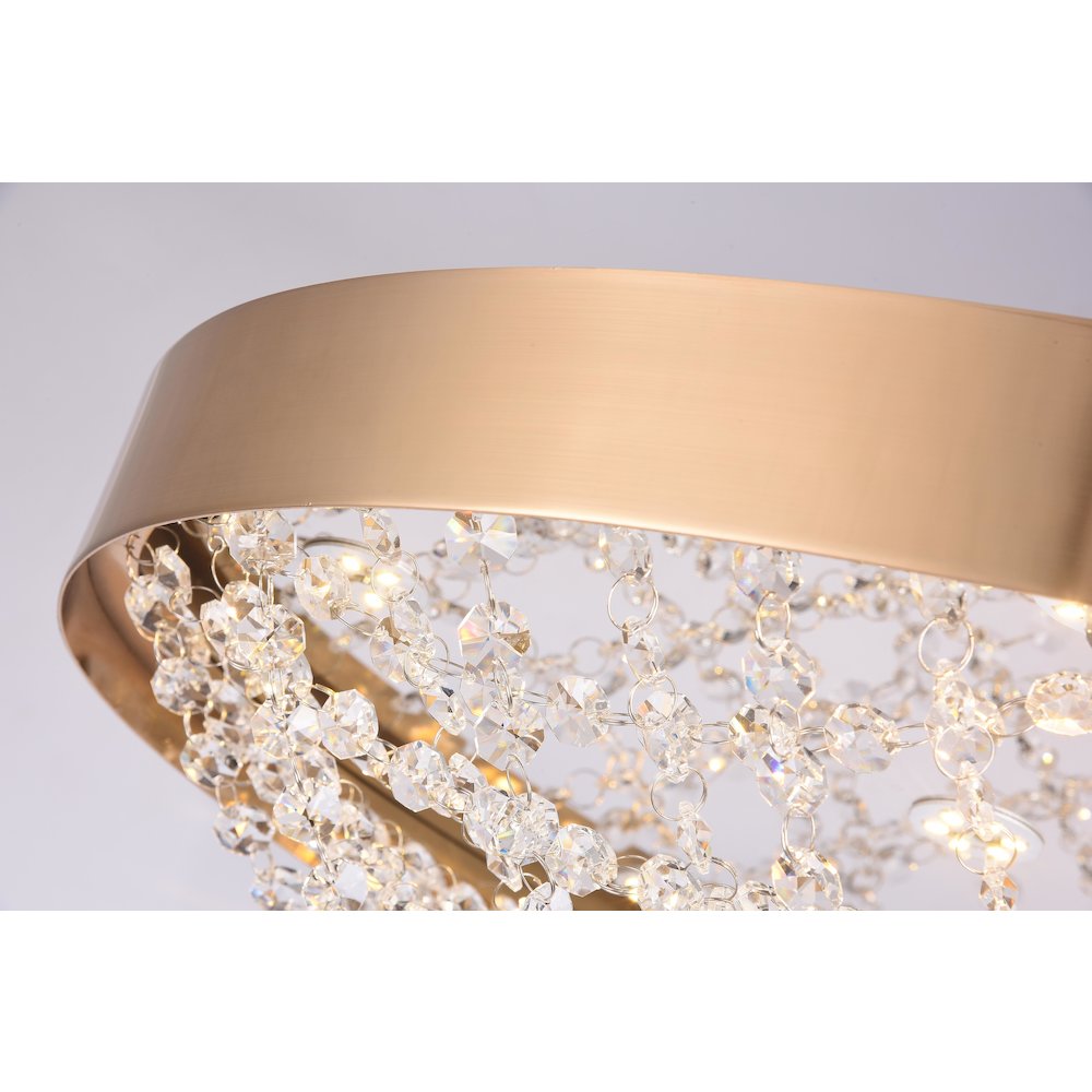 18-Light Copper Dimmable LED Chandelier With Clear Crystal Beading
