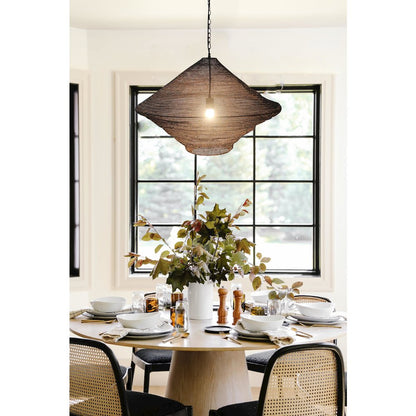 1-Light Satin Black Pendant With A Chain Basket Shade