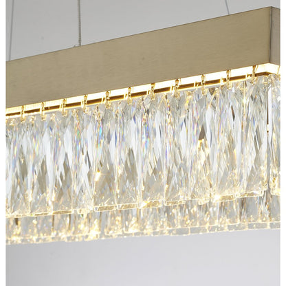 4-Light Gold Hairline LED Chandelier With Clear Crystals