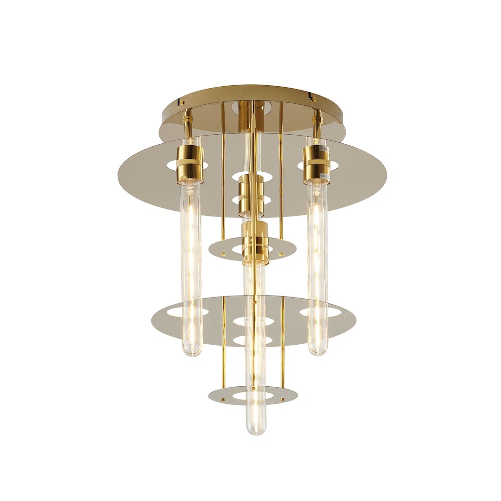 5-Light Gold Flush Mount With 4 Tier Halo
