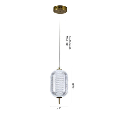 1-Light Brass Dimmable LED Single Pendant With A Clear PC Shade