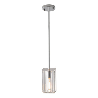 1-Light Chrome Single Pendant With A Clear Crystal Shade