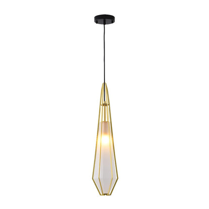 1-Light Gold Aluminum Single Pendant With Frosted Glass