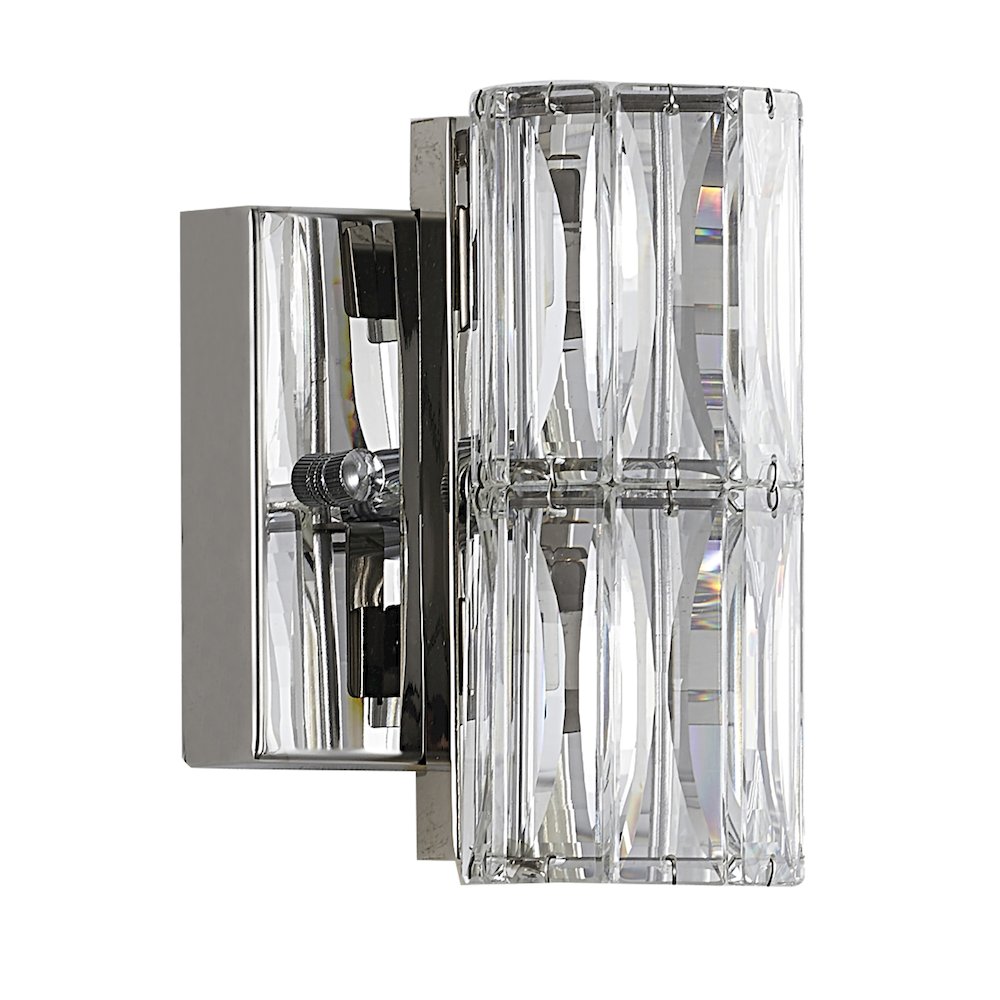 1-Light Chrome Wall Sconce With Clear Crystal Accents