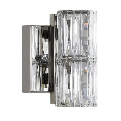 1-Light Chrome Wall Sconce With Clear Crystal Accents