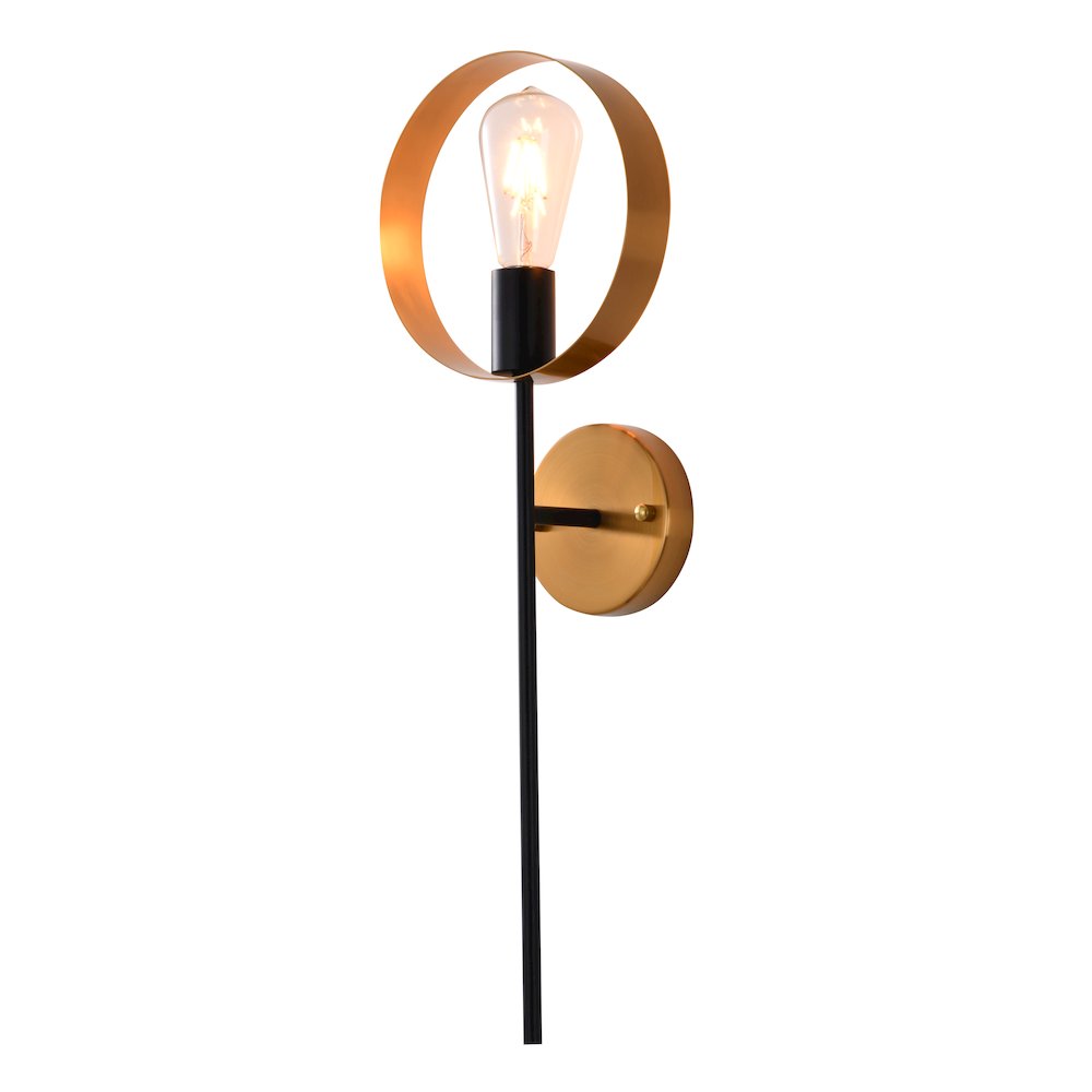 1-Light Black And Golden Bronze Metal Wall Sconce