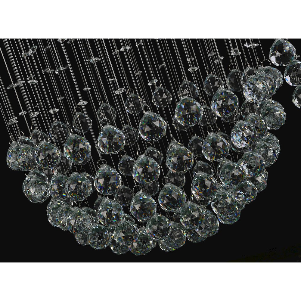9-Light Chrome Chandelier With Clear Hanging Crystals And Beads