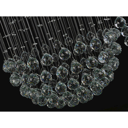 9-Light Chrome Chandelier With Clear Hanging Crystals And Beads
