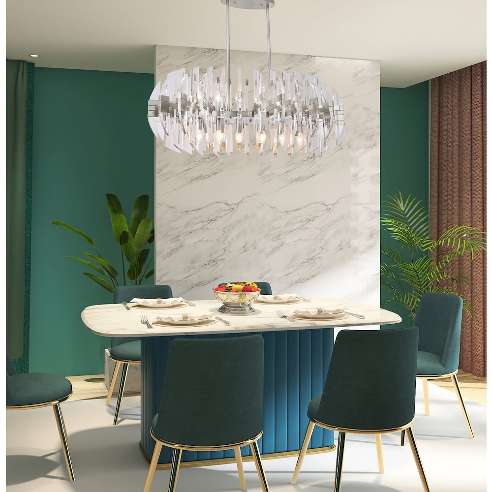 12-Light Copper ORB Chandelier With Clear Acrylic Arms
