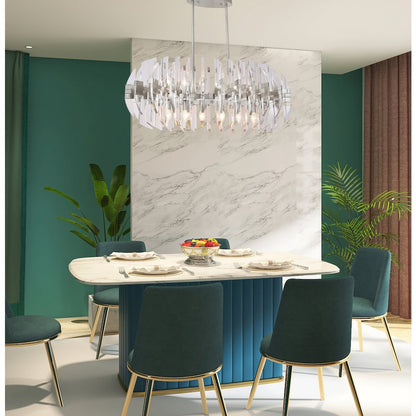 12-Light Copper ORB Chandelier With Clear Acrylic Arms