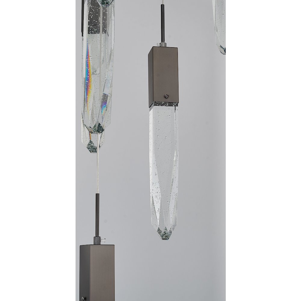 25-Light Matte Black Chandelier With A Clear iceberg bubble Crystal