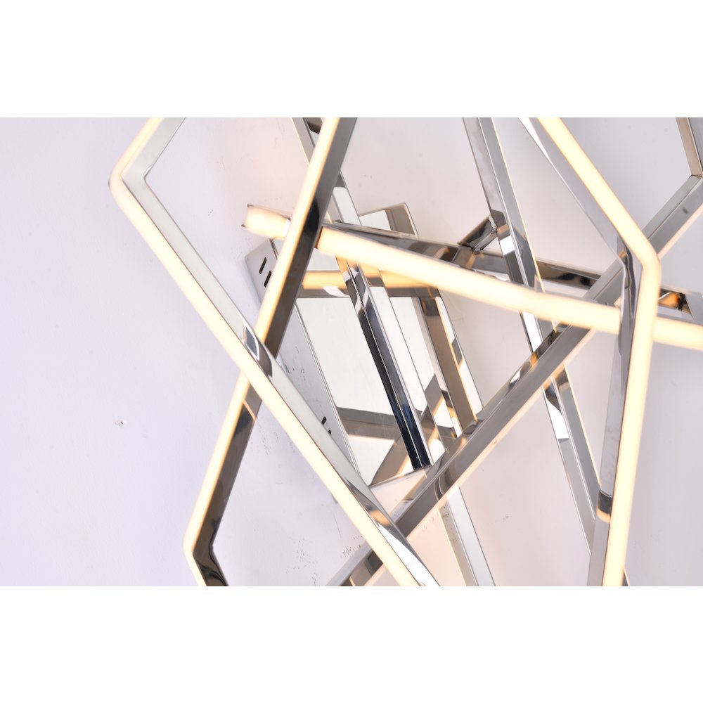 15-Light Chrome Stainless Steel LED Wall Sconce With Acrylic Diffusers