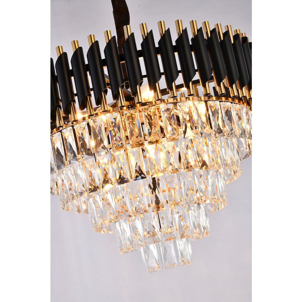 8-Light Gold And Black Chandelier With Clear Crystals