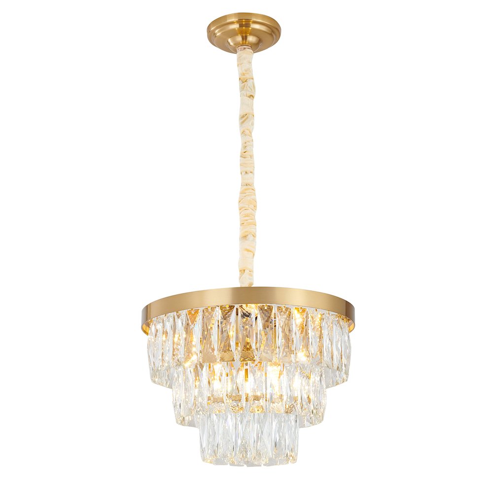 6-Light Gold Metal Chandelier With Clear Crystal