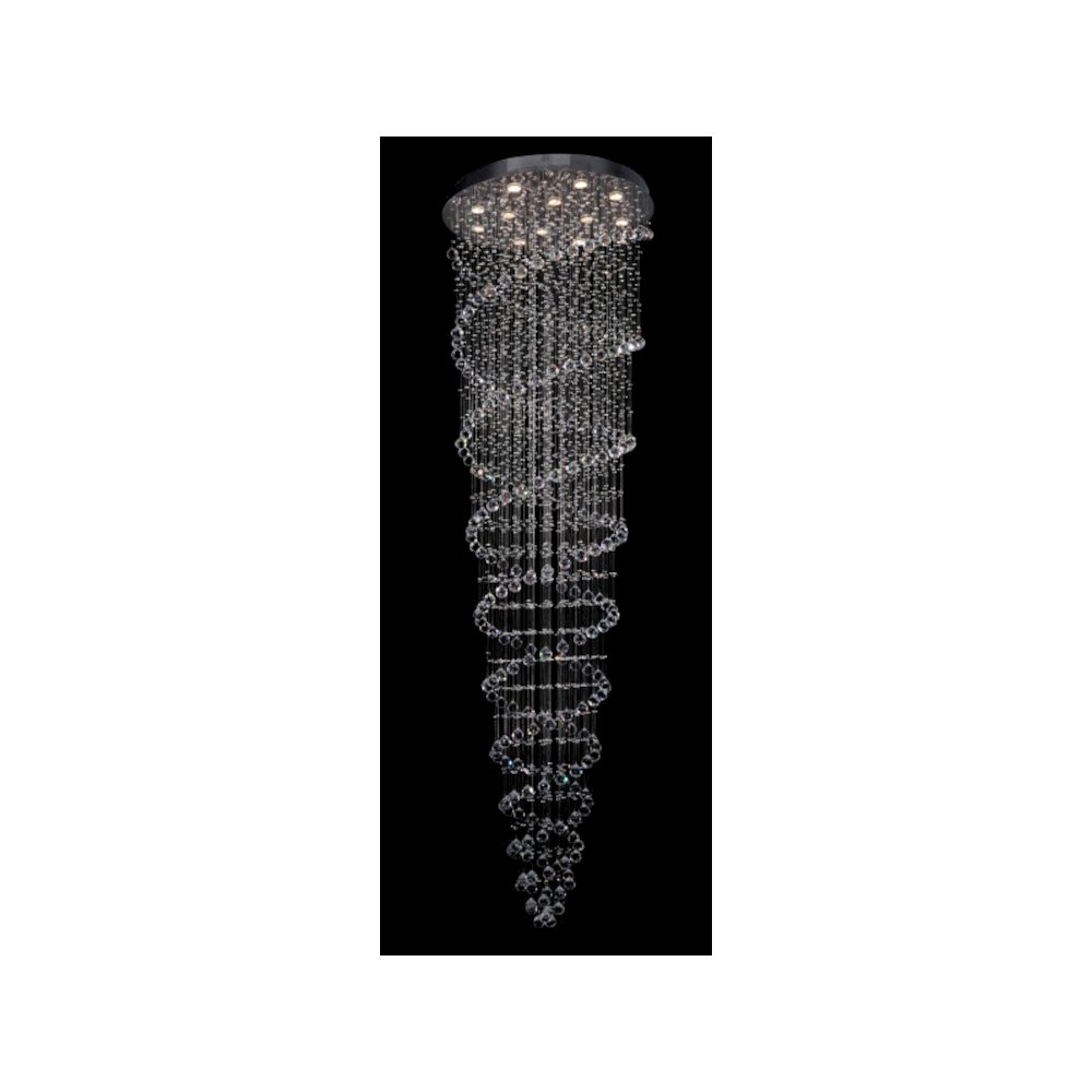 12-Light Chrome Chandelier With Clear Hanging Crystals