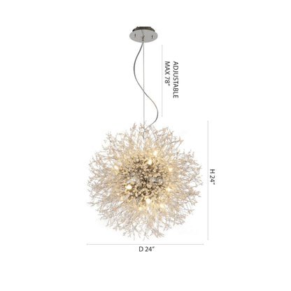 16-Light Chrome Stainless Steel Chandelier With Clear Crystal Accents