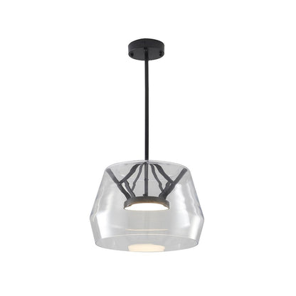 1-Light Black LED Pendant With A Clear Glass Shade