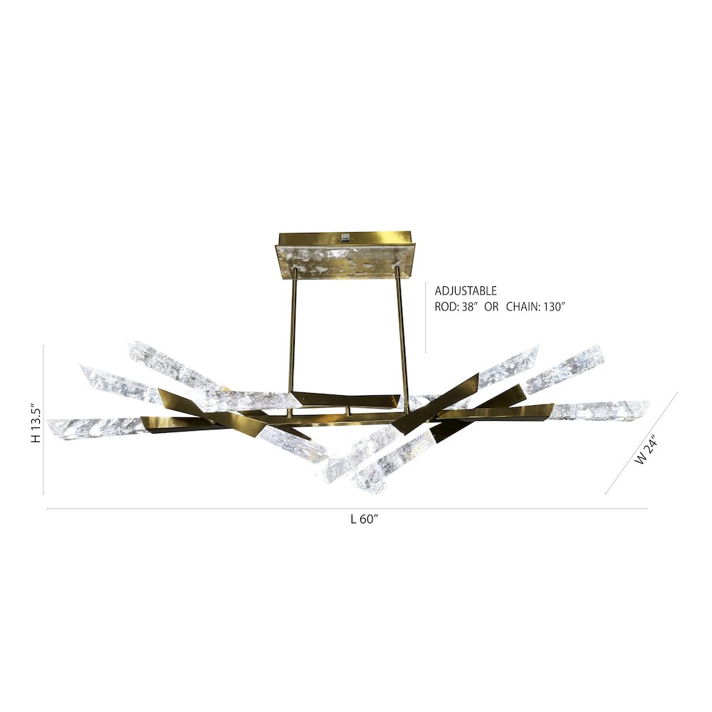 12-Light Dimmable Satin Brass LED Chandelier With Clear Snowflake Crystals
