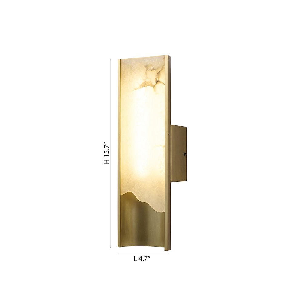 1-Light Stain Brass Aluminum LED Wall Sconce With White Alabaster Accents