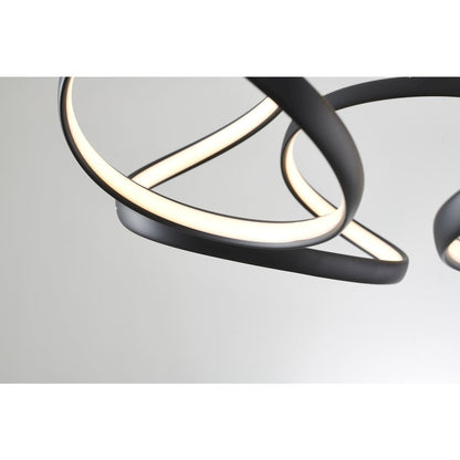 5-Light Matte Black LED Chandelier With White Acrylic Diffusers