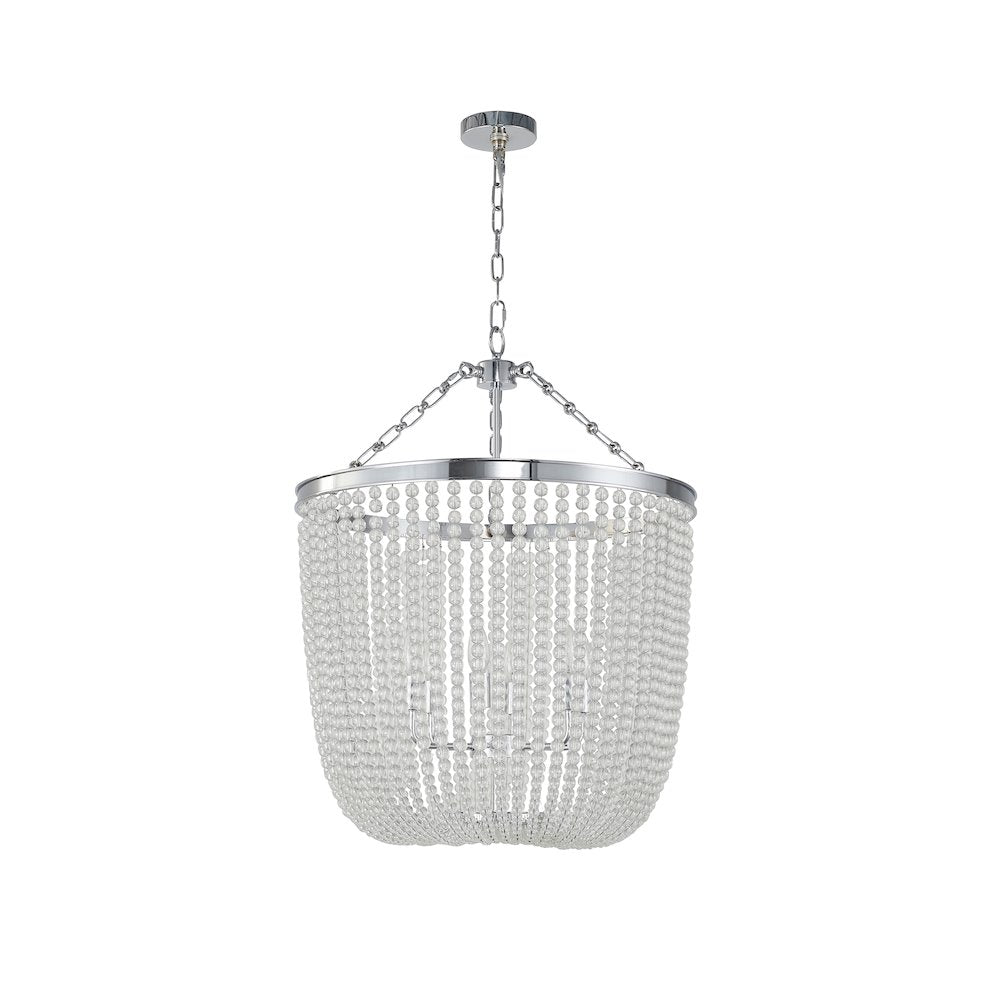 6-Light Chrome Chandelier With Clear Beaded hanging Glass