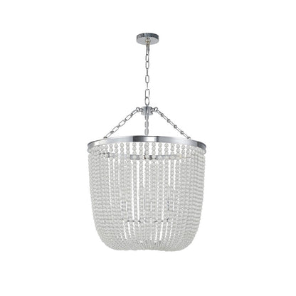 6-Light Chrome Chandelier With Clear Beaded hanging Glass