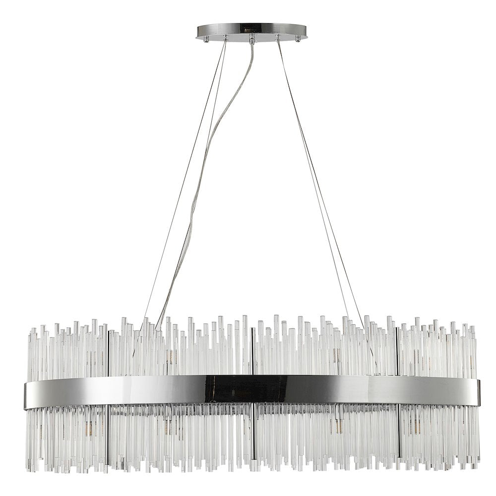 24-Light Chrome Stainless Steel Chandelier With Clear Glass Rods