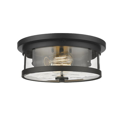 2-Light Black Flush Mount With A Clear Glass Shade