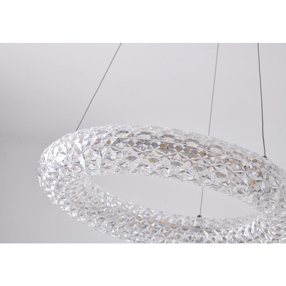 1-Light Chrome LED Chandelier With A Clear Acrylic Halo Ring