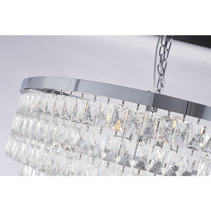 30-Light Chrome Chandelier With Clear Crystals
