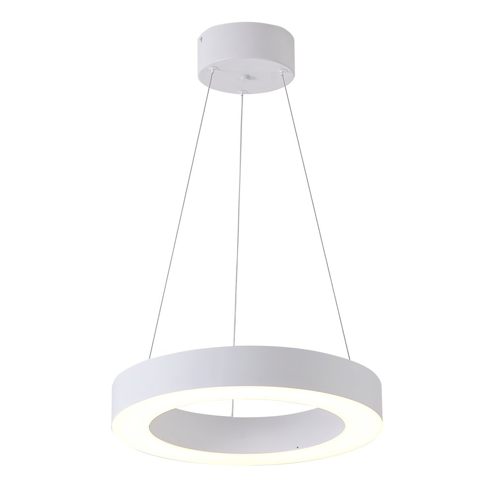 1-Light Matte White LED Halo Ring Chandelier