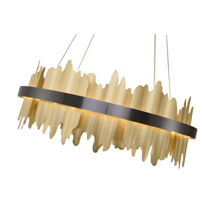 1-Light Black Stainless Steel LED Chandelier With Brass Copper